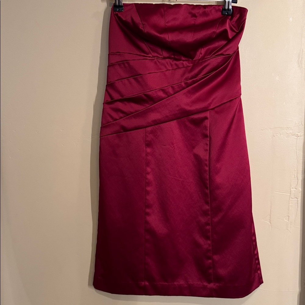 The Limited Rich Red Satin Fabric cocktail strapless dress Sz 0